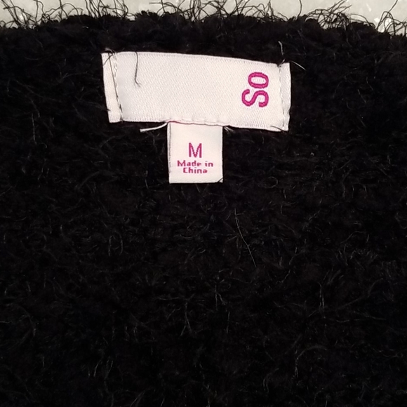 Black eyelash v-neck sweater Sz M - Picture 3 of 9